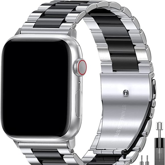 Other - Men's Apple Watch Band - Metal - Band Silver + Black - New in Box